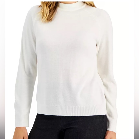 Karen Scott Mock Neck Zip-Back Sweater - Picture 6 of 7